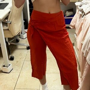 Women's Red Wrap Pants